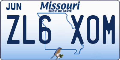 MO license plate ZL6X0M