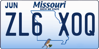 MO license plate ZL6X0Q