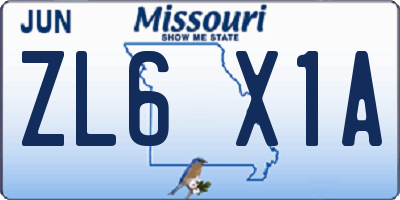 MO license plate ZL6X1A