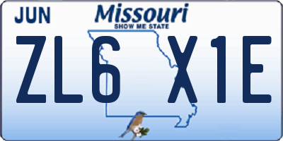 MO license plate ZL6X1E
