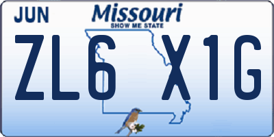 MO license plate ZL6X1G