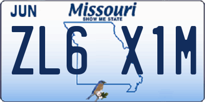 MO license plate ZL6X1M