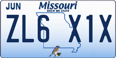 MO license plate ZL6X1X
