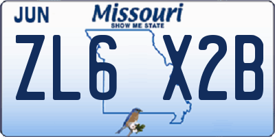 MO license plate ZL6X2B