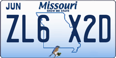 MO license plate ZL6X2D