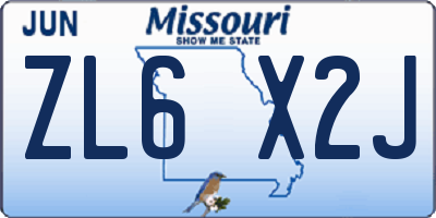 MO license plate ZL6X2J