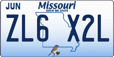 MO license plate ZL6X2L