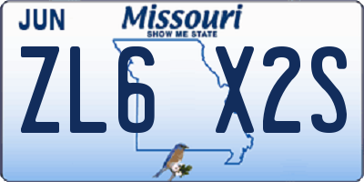 MO license plate ZL6X2S