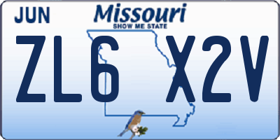 MO license plate ZL6X2V