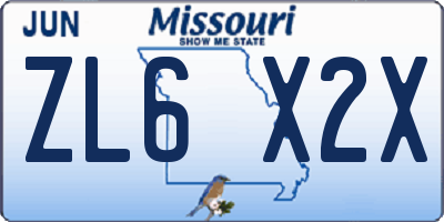 MO license plate ZL6X2X