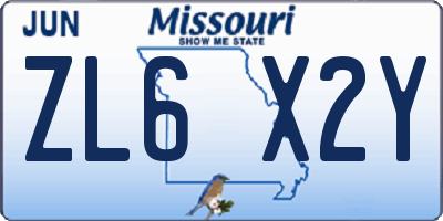 MO license plate ZL6X2Y