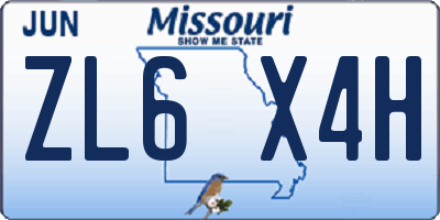 MO license plate ZL6X4H