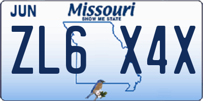 MO license plate ZL6X4X