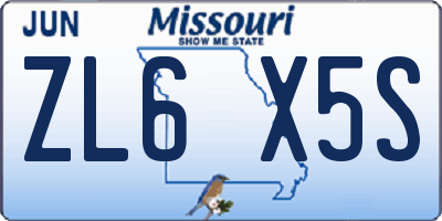 MO license plate ZL6X5S