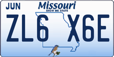 MO license plate ZL6X6E