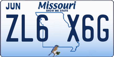 MO license plate ZL6X6G