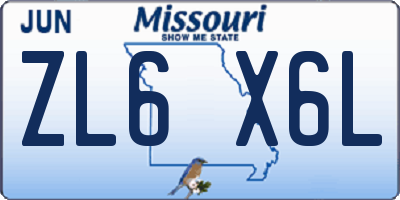 MO license plate ZL6X6L