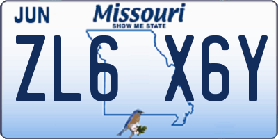 MO license plate ZL6X6Y