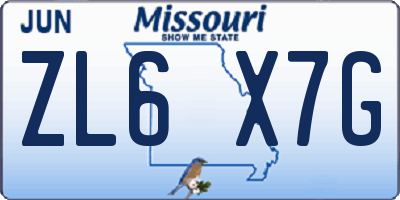MO license plate ZL6X7G