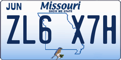 MO license plate ZL6X7H