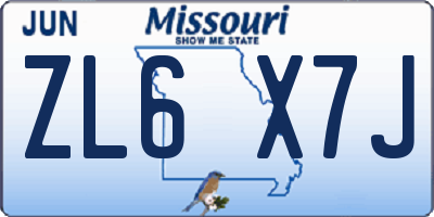 MO license plate ZL6X7J