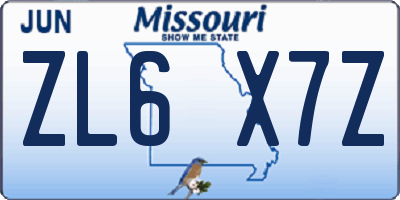 MO license plate ZL6X7Z