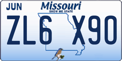 MO license plate ZL6X9O