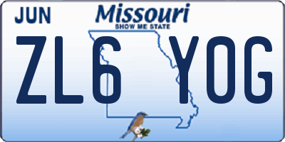 MO license plate ZL6Y0G