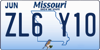 MO license plate ZL6Y1O
