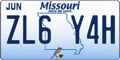 MO license plate ZL6Y4H