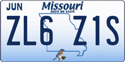 MO license plate ZL6Z1S