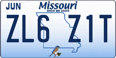 MO license plate ZL6Z1T