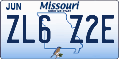 MO license plate ZL6Z2E