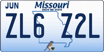 MO license plate ZL6Z2L