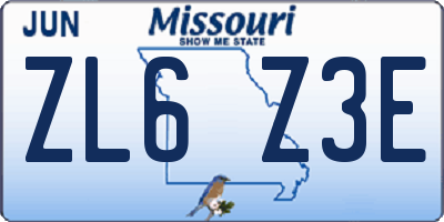 MO license plate ZL6Z3E