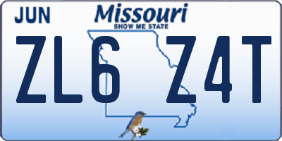 MO license plate ZL6Z4T