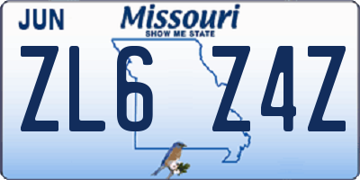 MO license plate ZL6Z4Z