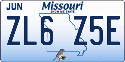 MO license plate ZL6Z5E