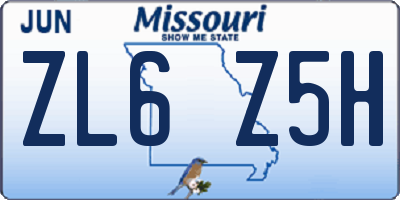 MO license plate ZL6Z5H