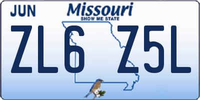 MO license plate ZL6Z5L