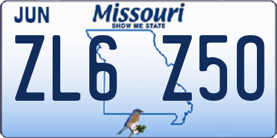 MO license plate ZL6Z5O