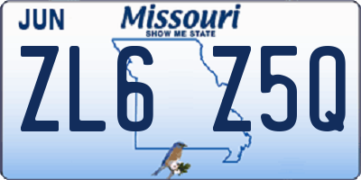 MO license plate ZL6Z5Q