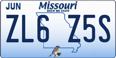 MO license plate ZL6Z5S