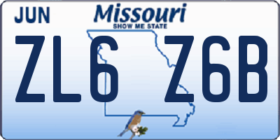 MO license plate ZL6Z6B