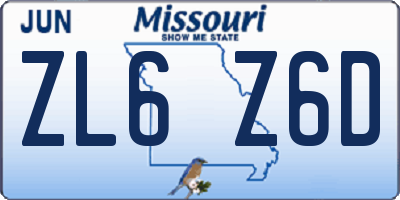 MO license plate ZL6Z6D