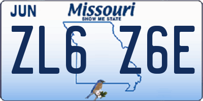 MO license plate ZL6Z6E