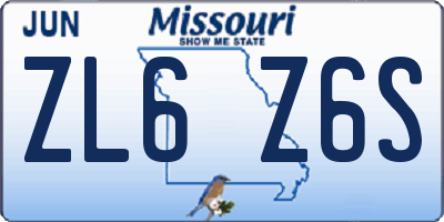 MO license plate ZL6Z6S