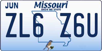 MO license plate ZL6Z6U