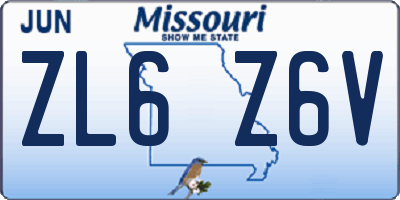 MO license plate ZL6Z6V