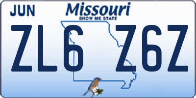 MO license plate ZL6Z6Z